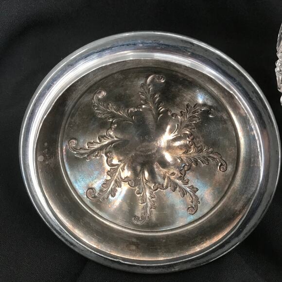 Crystal biscuit barrel pickle jar New Amsterdam Silver Co. Quadruple Plate 1316 - Picture 3 of 6